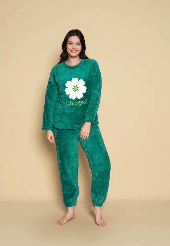 Pijama dama COCOLINO , Culoare Verde,Engros